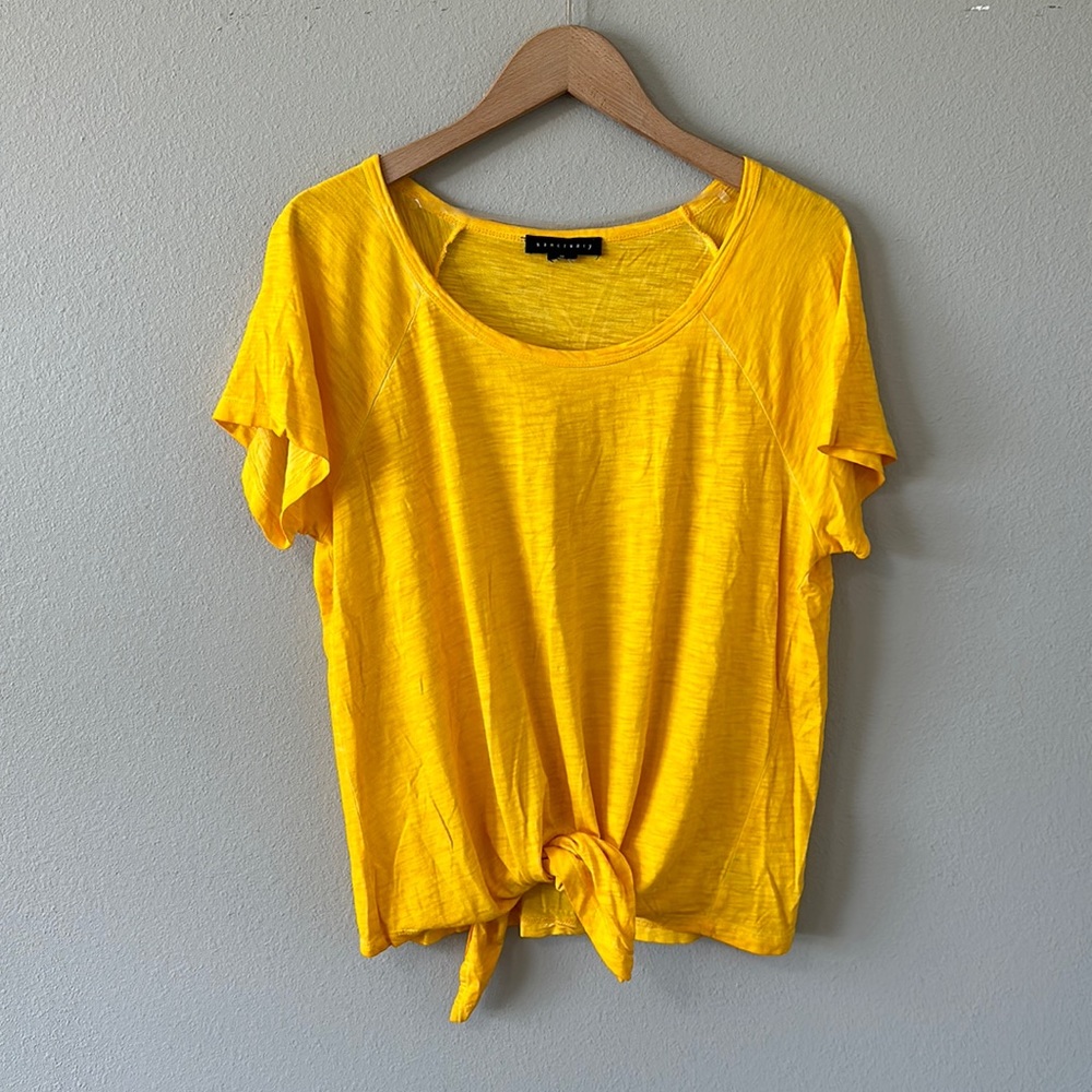 Sanctuary Yellow Short Sleeve Tie Front Blouse XL - Picture 2 of 10